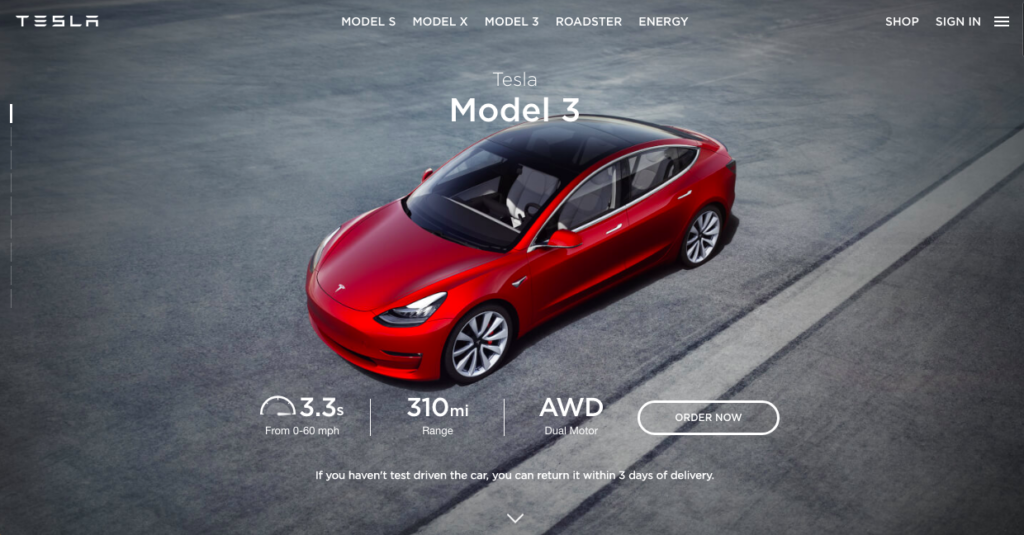 Tesla Landing Page